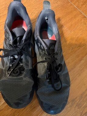 adidas Black Athletic Shoes with Red Insole Accent